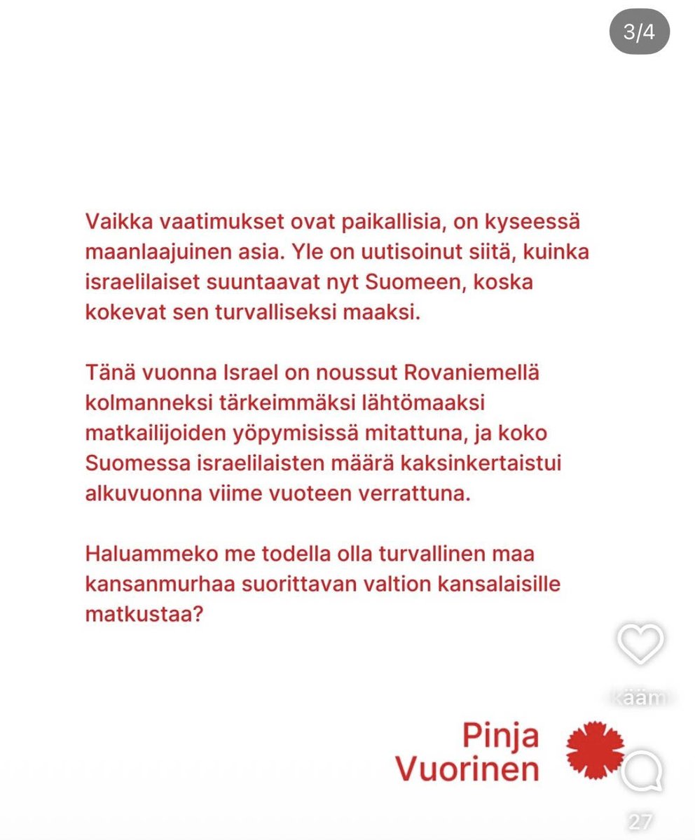 Olemme Suomen historiassa ensimmäistä kertaa Lapuan liikkeen ja IKL:n jälkeen siinä tilanteessa, että eduskunnassa toimivan poliittisen puolueen johdon nuorisojärjestö (<a href="/LeftYouthFIN/">Vasemmistonuoret</a> ja sitä kautta myös emopuolue <a href="/vasemmisto/">Vasemmistoliitto</a>) yllyttää väkivaltaan kansallisuuden perusteella.