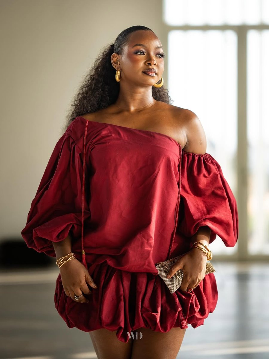 cassy_collins_'s tweet photo. Since my last collection launched, this has been the best selling dress, and a few people who ordered in butter yellow/green came back for it in this burgundy colour! 🥹❤️ https://t.co/4pmy9s0Fkt