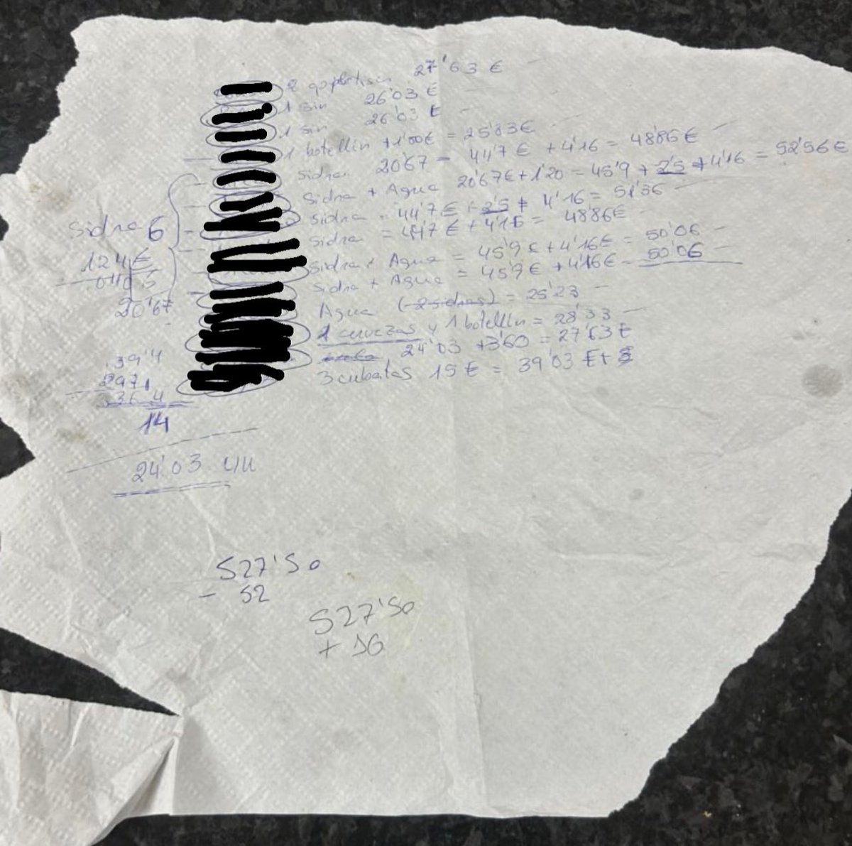 soycamarero's tweet image. Hablando de pagar por separado…
Tapé los nombres por petición del restaurante.