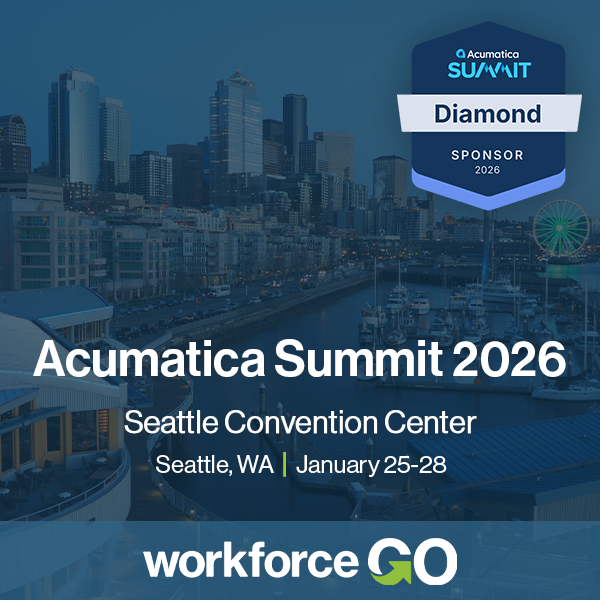 WorkforceGo's tweet image. Workforce Go is once again proud to be the Diamond Sponsor at @Acumatica Summit 2026 this coming January! 

We have some special events planned... including our famous cash giveaways. Don&apos;t miss out on your chance to visit with the Workforce Go team in Seattle.