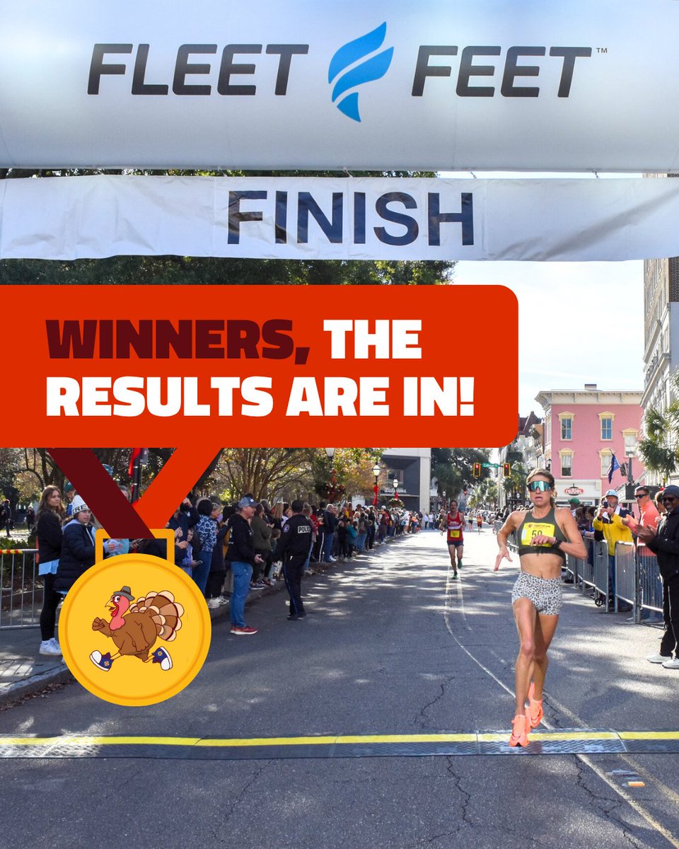 The results are in! 🏁🦃💨
A huge congratulations to all our Turkey Day Run finishers🍗
Check your time and see the full results here: turkeydayrun.com/race-results/

#TurkeyDayRun #Charleston5K #RaceResults