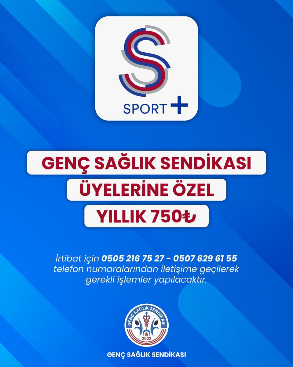 Sendikamız üyelerine özel olarak yıllık 750 TL bedelle sunulan SSPORT+ anlaşması hayırlı olsun.

Tüm üyelerimize sağlık, zindelik ve spor dolu günler dileriz.

☎️Detaylı bilgi için;

0505 216 7527
0507 629 6155  numaralarından ulaşım sağlayabilirsiniz.