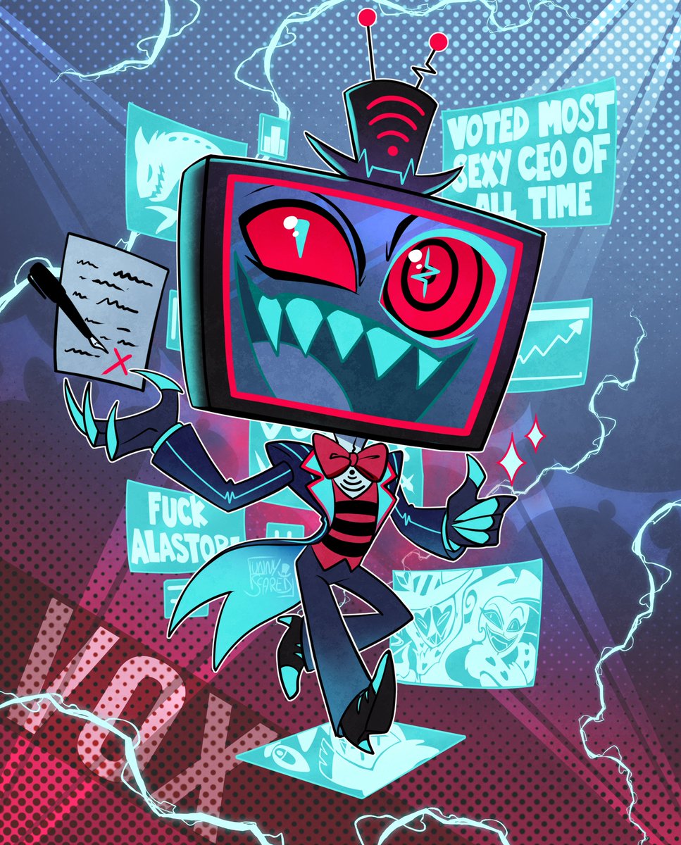 I love this stupid TV man really...😩💖 Future Keychain and maybe standee here 💖

#HazbinHotel #HazbinHotelFanart #HazbinHotelVox