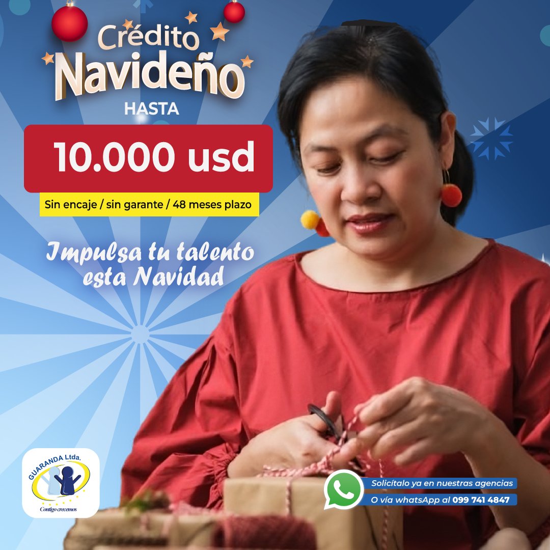 GuarandaLtda's tweet photo. 🎄 Impulsa tu talento esta Navidad
Crédito Navideño hasta $10.000 — sin encaje, sin garante y hasta 48 meses.
👉 📩 ¡No esperes más!
Solicítalo ahora mismo en 👉 https://t.co/LbPPp9C4LL
Aplican restricciones. #Contigocrecemos https://t.co/e38IyEivWP