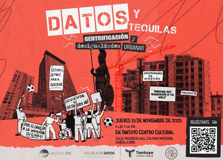 Nos vemos este jueves 13 de noviembre en Datos y Tequilas para hablar y compartir mediante datos sobre los fenómenos que están generando desigualdades en el área metropolitana de Guadalajara