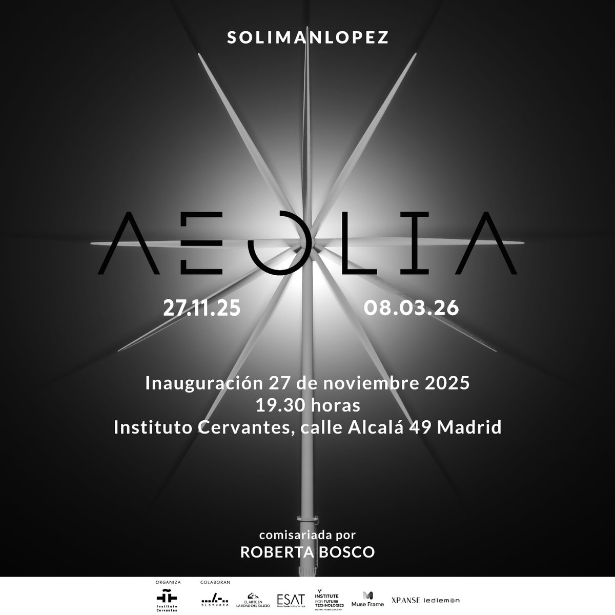 Ya falta poco! 
Exposición: "AEOLIA" de Soliman Lopez <a href="/solimanlopez/">Solimán López</a>
Instituto Cervantes #Madrid
Comisariado: Roberta Bosco
#PaisajesIntangibles <a href="/InstCervantes/">Instituto Cervantes</a>