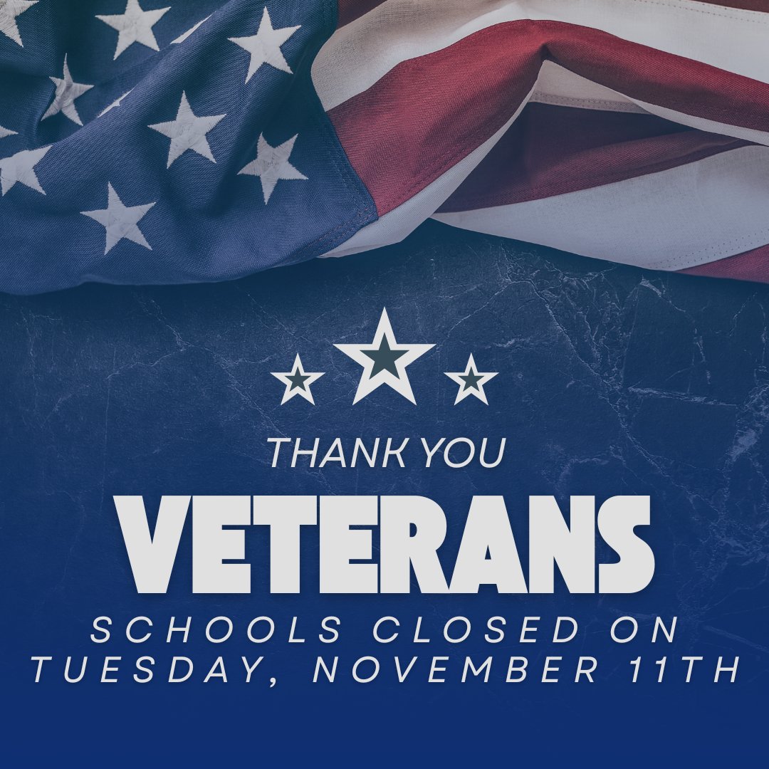 Schools will be closed on Tuesday, November 11th in observance of Veteran's Day 🇺🇸 <a href="/D26Team/">District 26</a> <a href="/PCDistrict26/">Presidents’CouncilDistrict26</a> <a href="/NYCSchools/">NYC Public Schools</a> <a href="/DOEChancellor/">Chancellor Melissa Aviles-Ramos</a>