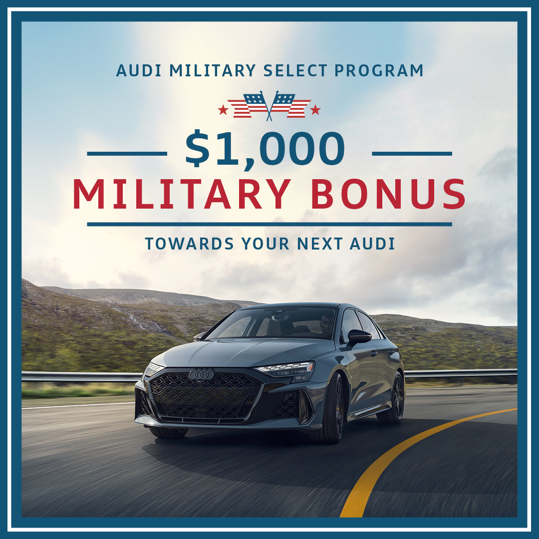 Audi_Brookline's tweet photo. In Honor of Veterans Day, we salute you

Audi of America is proud to offer $1,000 toward the lease/purchase of select New Audi for: 🇺🇸Active Duty 🇺🇸Retirees🇺🇸Veterans🇺🇸Military Family Members

✅Must Verify your eligibility through https://t.co/ZkssFWytpM. https://t.co/YZR7WVeeLD