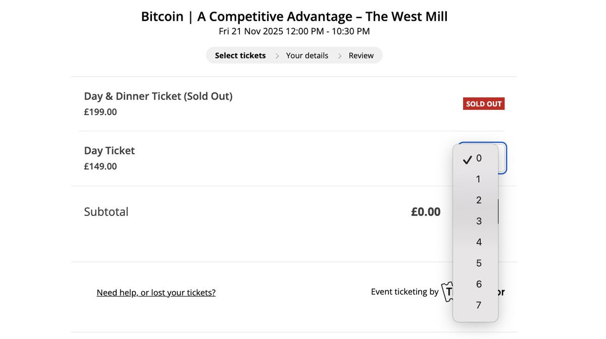 We're down to our final 7 tickets for Bitcoin: A Competitive Advantage🚀

Grab yours before they're all gone💥 Let's make this a sellout!