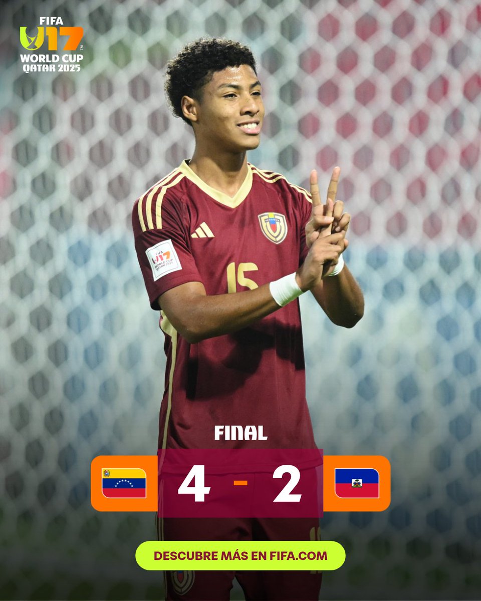 ¡La Vinotinto gana y se queda con el primer puesto del Grupo E! 👏 

#U17WC
