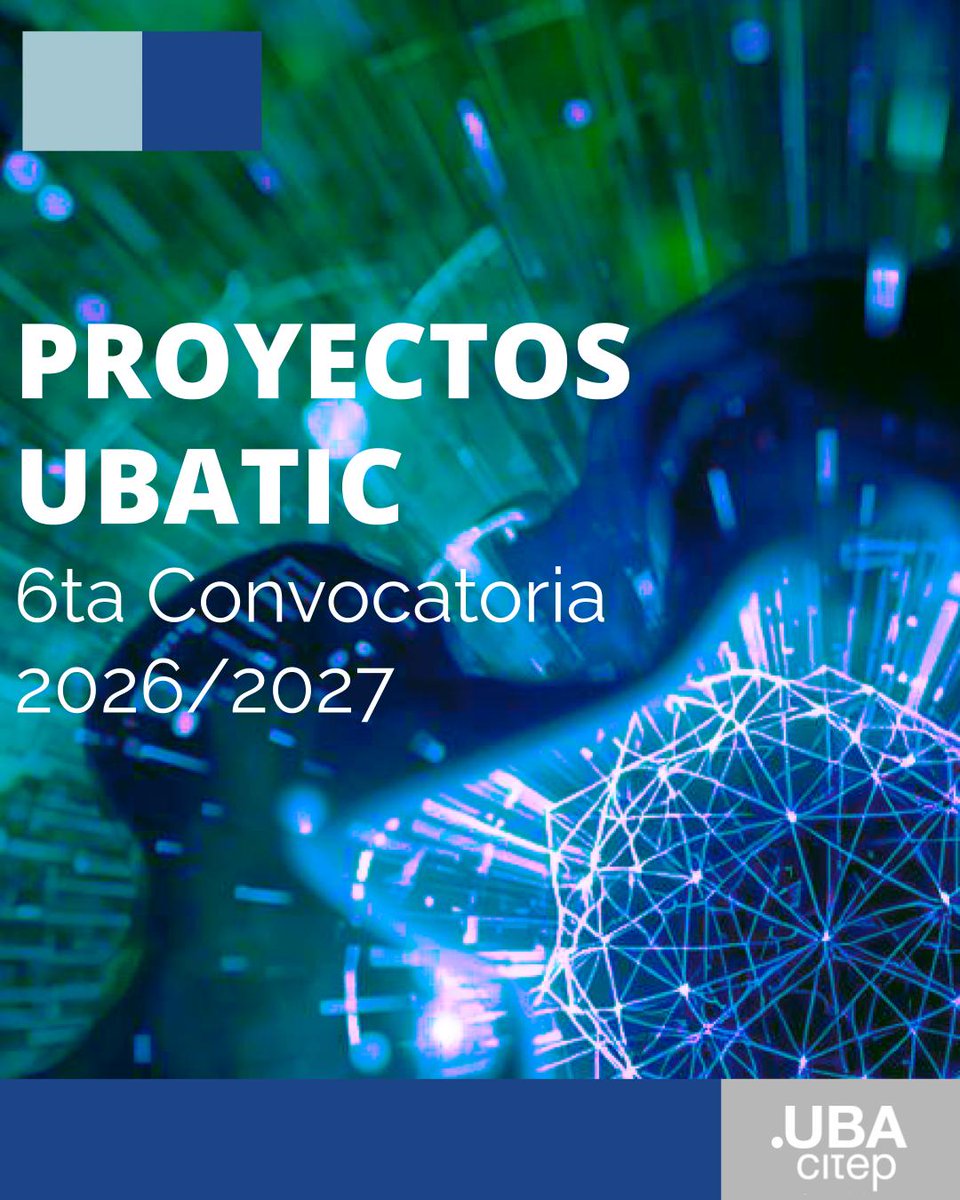 ⏳ Últimas horas para postular a la 6° Convocatoria #UBATIC
El 11/11 cierra la recepción de proyectos para la edición 2026/2027

Si todavía no enviaste tu propuesta, estás a tiempo!
👉 Bases y formulario linktr.ee/citep.uba

<a href="/UBAonline/">UBAonline</a> <a href="/AcademicaUBA/">Sec A Académicos UBA</a>
#citep2025 #DocentesUBA