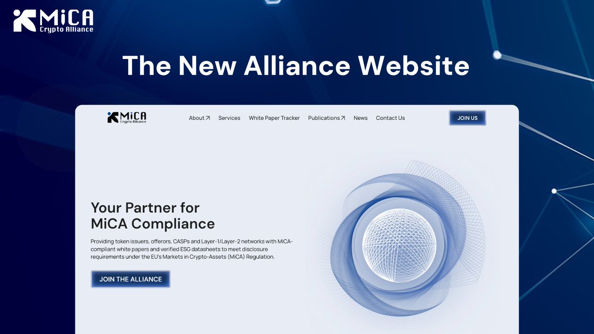 📣 ICYMI: The MiCA Crypto Alliance website has been fully updated, with new content, structure, and tools to make MiCA compliance easier to navigate.

Here’s what’s new:

ℹ️ About page – Discover how the Alliance connects policy, research, and compliance through transparent,