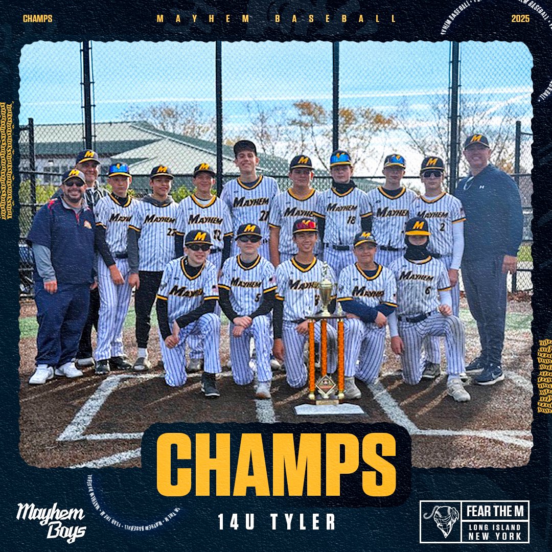 👑 Congratulations to our 14u Tyler MayhemBoys <a href="/mayhemboys/">Mayhem Baseball</a> on an amazing season and capturing the 14u Boys of Summer Fall League Championship 🏆 <a href="/liboysofsummer/">LI Boys of Summer</a> 

Way to go Mayhem!
_
Fear the M