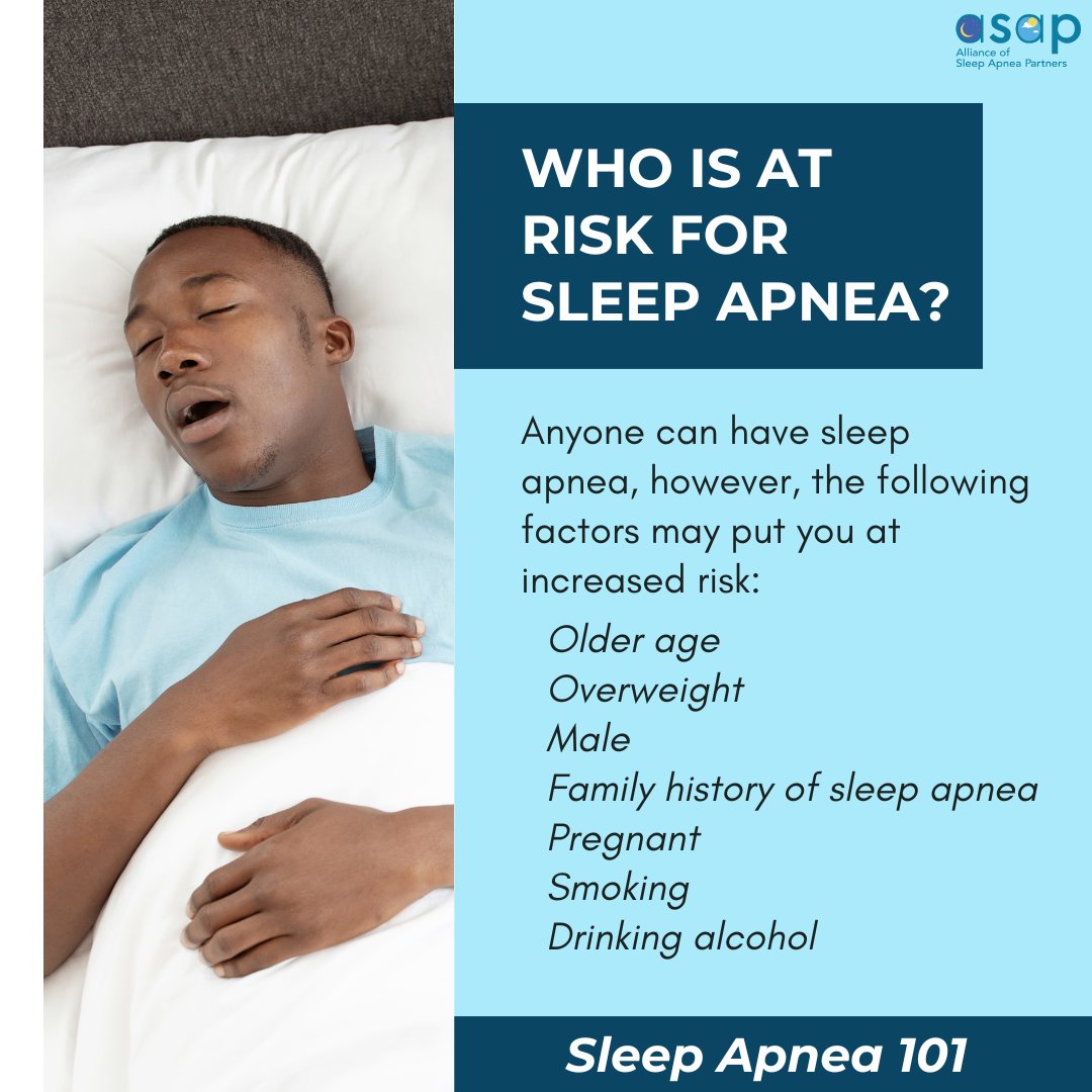 Anyone can have sleep apnea, regardless of age, sex, or body type. However, certain factors, such as gender, family history, and age, may increase your risk. Learn more: 🔗 apneapartners.org/what-is-sleep-…
