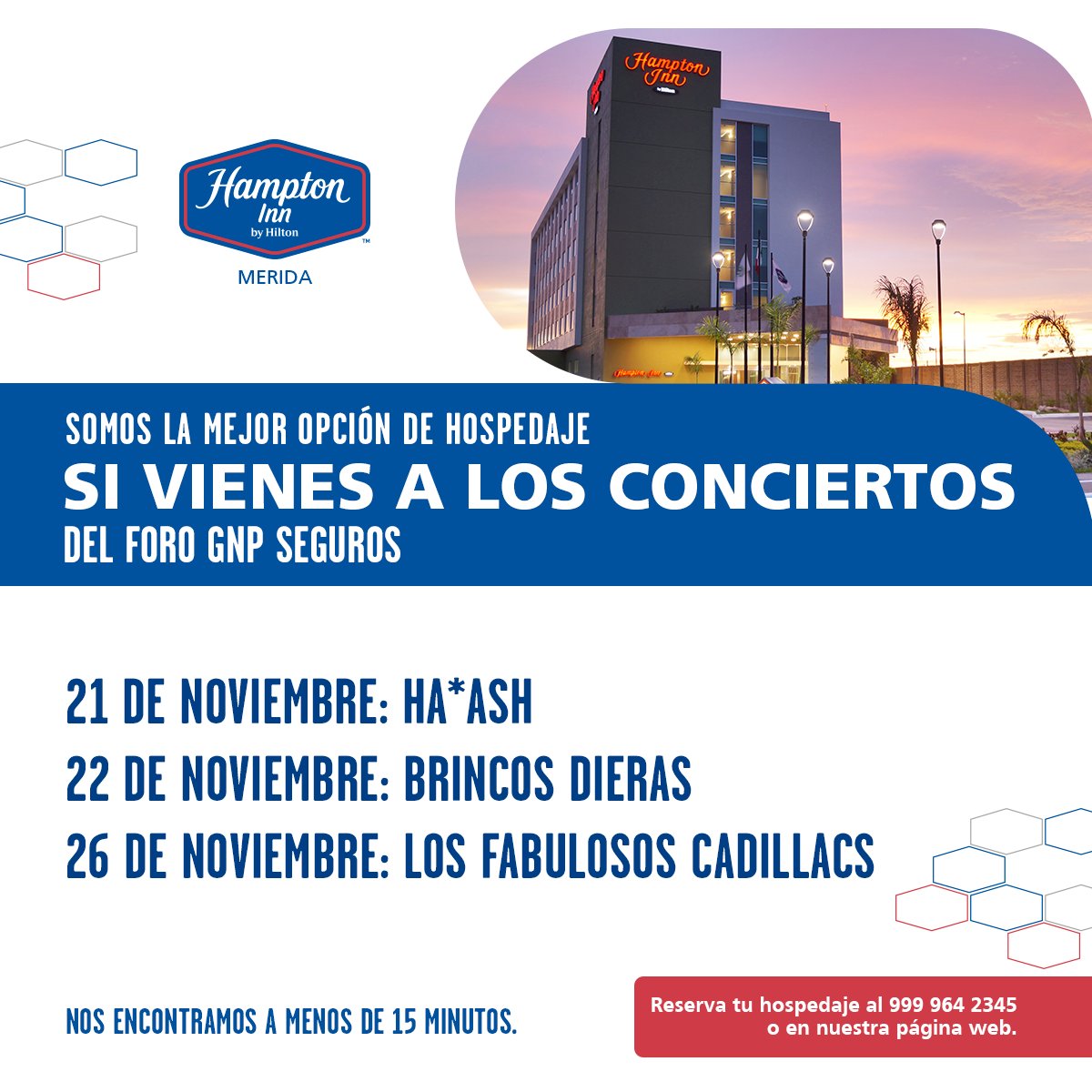HamptonMerida's tweet photo. Si vienes a algunos de ellos, no olvides que nosotros somos tu mejor opción de hospedaje porque nos encontramos a menos de 15 minutos del lugar y te ofrecemos las mejores comodidades. 🎶

Reserva tu habitación al 999 964 2345 o en 👉🏻  https://t.co/pPu9nvokS6 https://t.co/BJvSx5zJxf