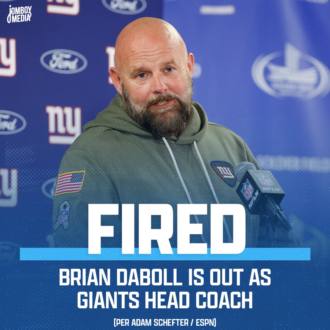 TalkinGiants's tweet photo. Brian Daboll has been fired. He finishes his Giants career 20-40-1 https://t.co/qjzEbK2K4q