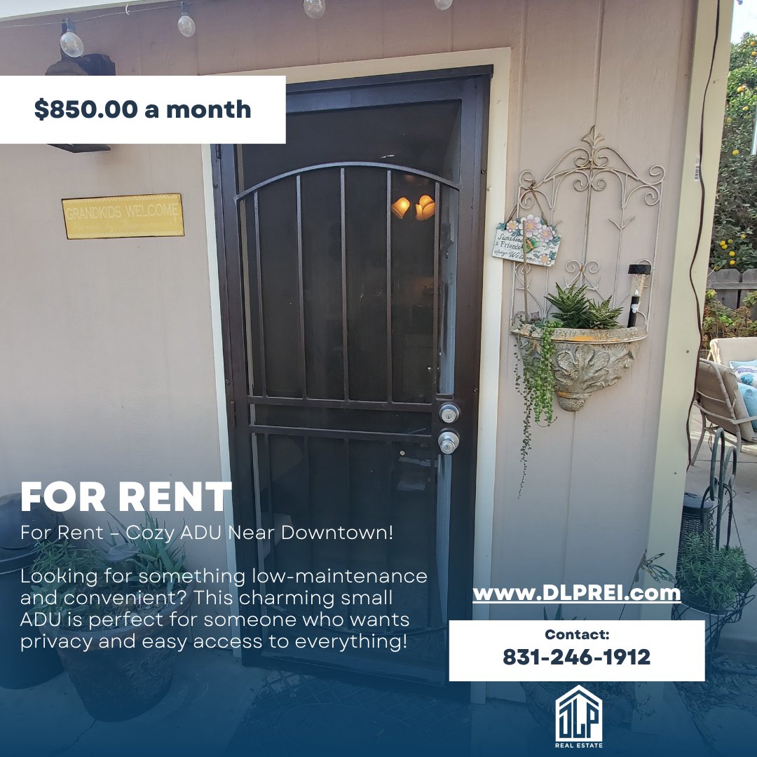 dlprei's tweet photo. For Rent – Cozy ADU Near Downtown!
Looking for something low-maintenance and convenient? This charming small ADU is perfect for someone who wants privacy and easy access to everything!

To inquire please contact: ☎️ 831-246-1912 or visit our website
https://t.co/ywze2R9Jow https://t.co/WiP8rpj50X