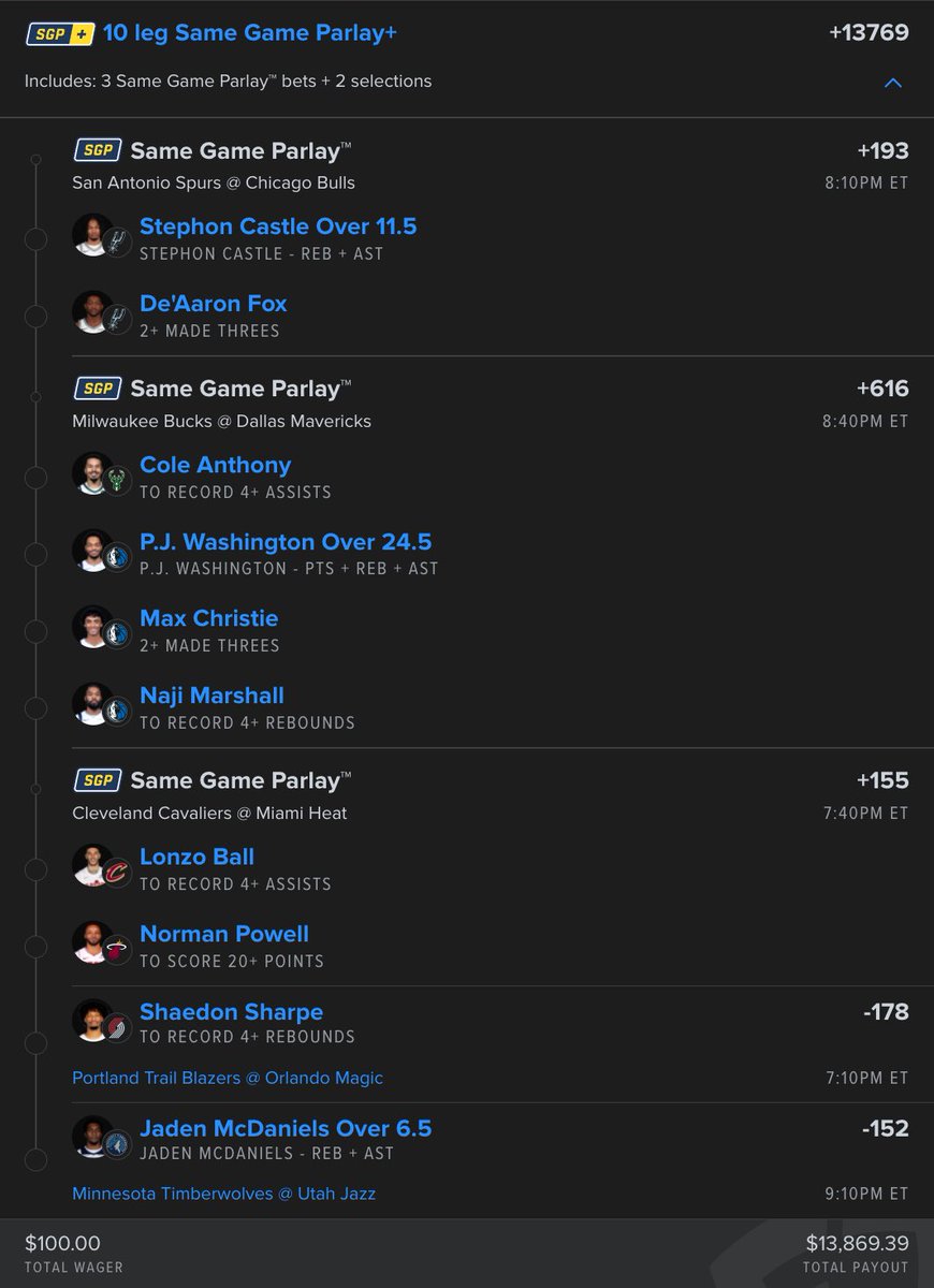 🏀 Cheatsheet 10 Leg NBA  Lay 

 🔗: Check out my bet on FanDuel Sportsbook! 
 account.sportsbook.fanduel.com/sportsbook/add…

📊 Provided by <a href="/PropFinderApp/">PropFinder</a> 

🎟️ Save 30% on any plan with code “BBROWNDTP”