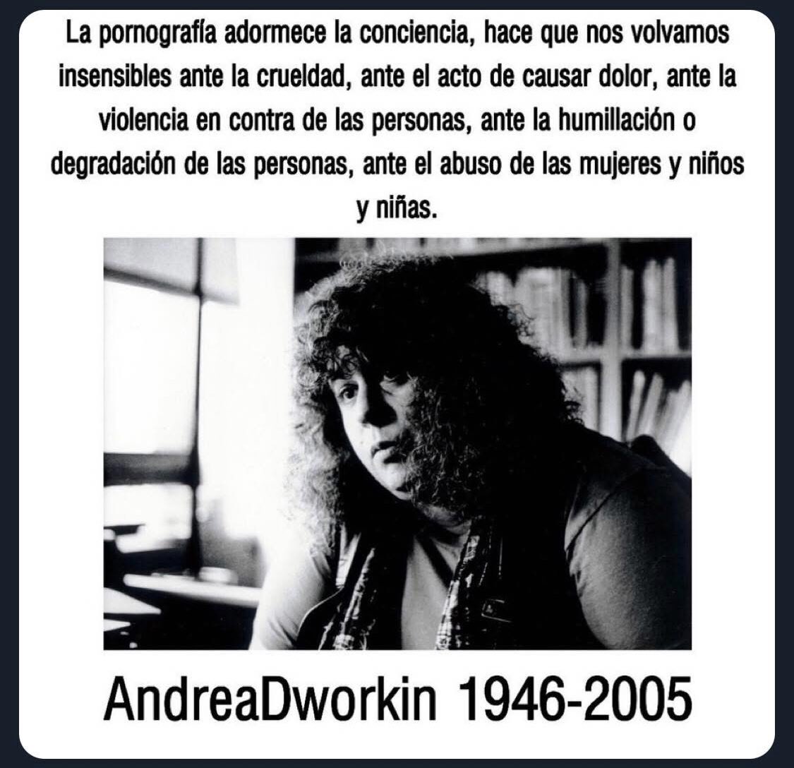 FemRadicalSpain's tweet photo. Andrea Dworkin https://t.co/qc1DyO3az7