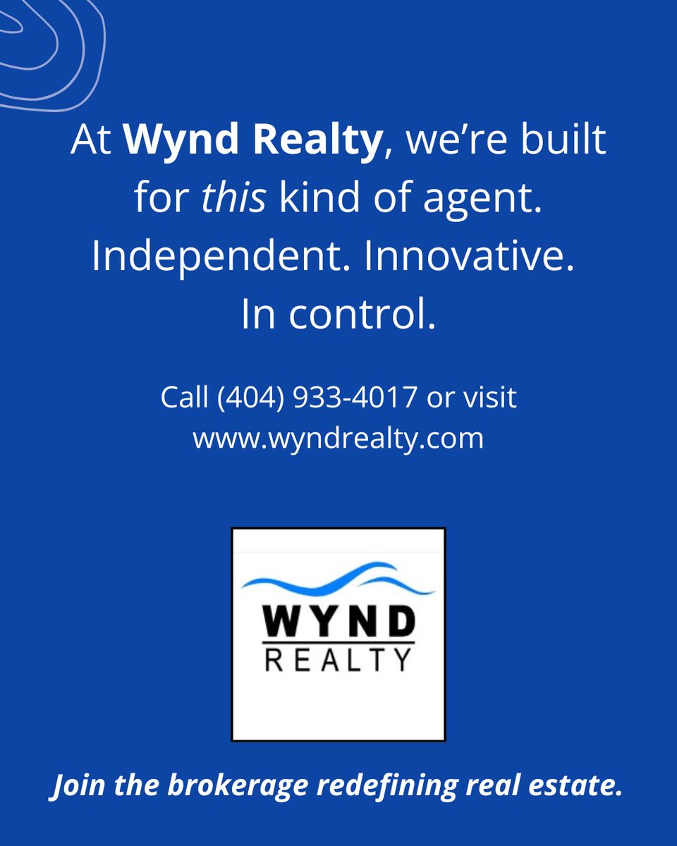 WyndRealty's tweet image. 💡 There’s no better “gig tool” than a real estate license.

Today’s agents aren’t yesterday’s clichés — they’re flexible, entrepreneurial, and redefining real estate.

Join the brokerage built for modern agents: wyndrealty.com | 📞 404-933-4017

#WyndRealty #ModernAgent