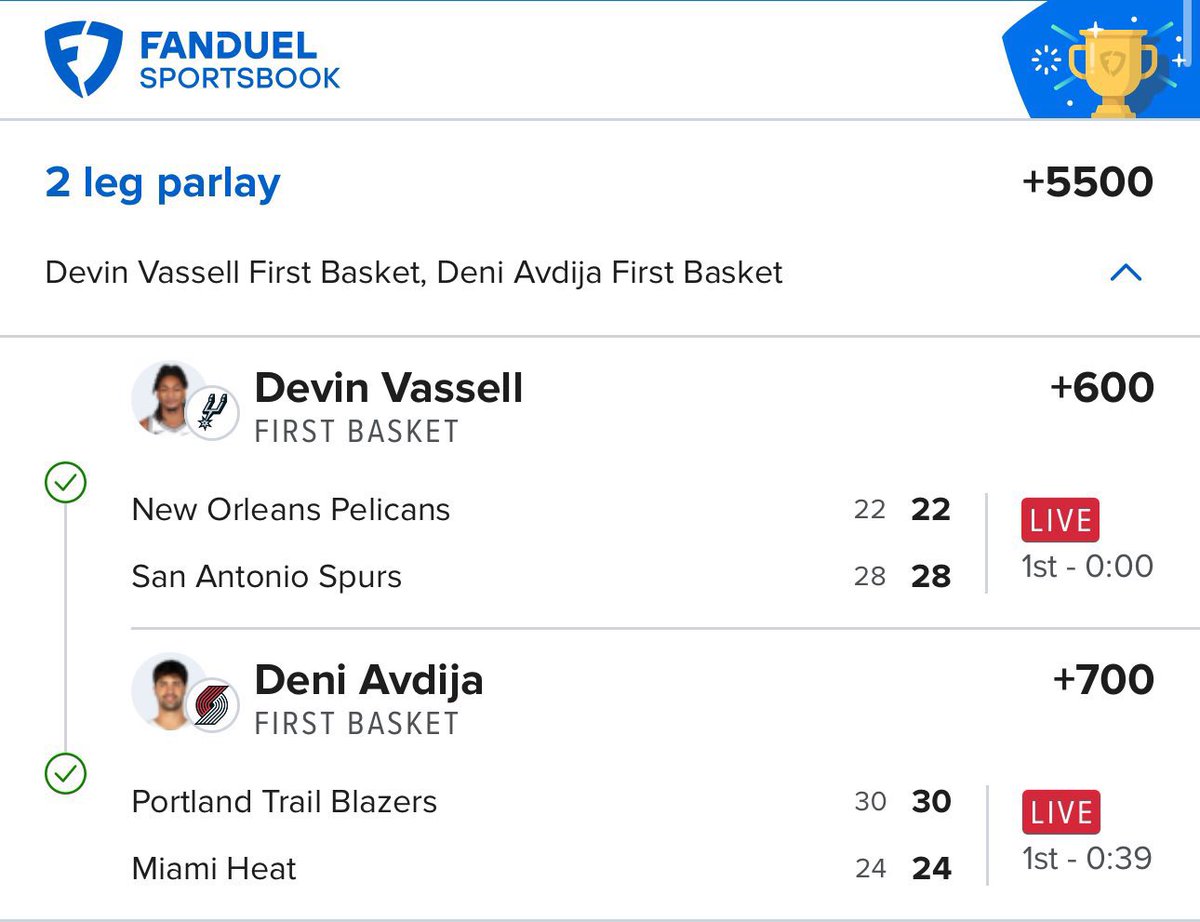 Who’s Ready For A First Basket Parlay?!⚡️

We Cashed At The End Of Last Week💰

Let’s Start This Week With A BANG💥

100 Likes And I’ll Post A Parlay💙
