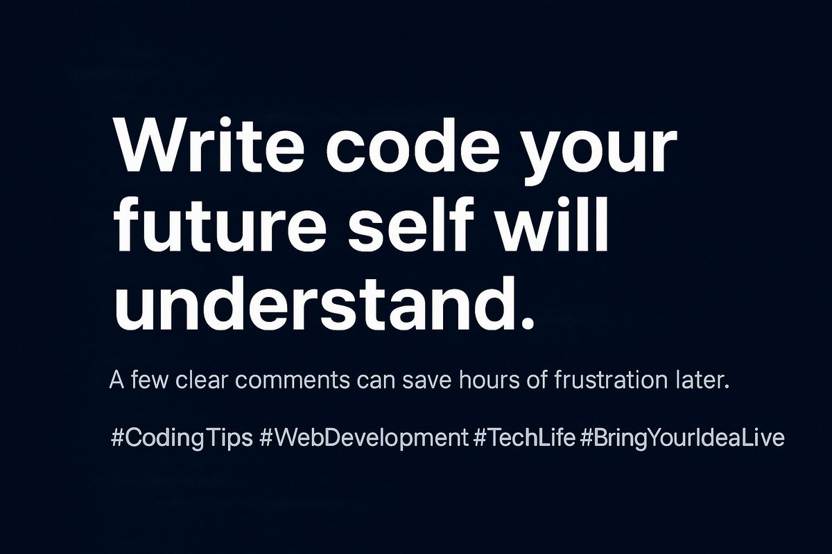 code_ayom's tweet image. Don’t just write code — document it.
Your future self (or teammate) will thank you when debugging at 2 AM.
A few clear comments can save hours of frustration later.
#CodingTips #WebDevelopment #TechLife #BringYourIdeaLive