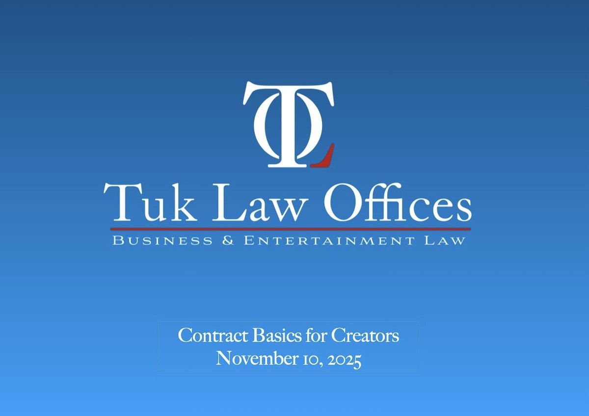 CREATORS: It’s time to get serious about running your business.  I hope to see you on tonight’s webinar at 7pm eastern. 

Sign up link: tuklaw.com/tlostore/live-…