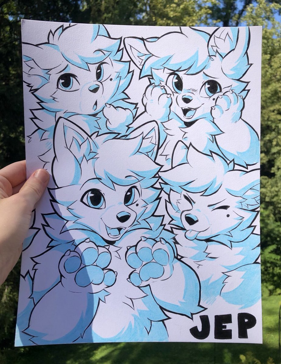 Fursona sketch-page 🐾 
Drawn with brush pen!
