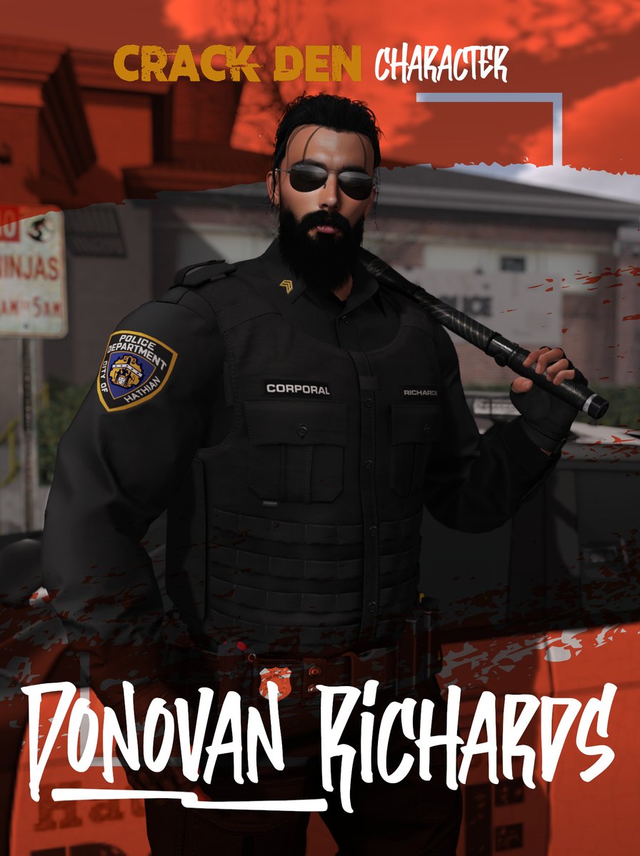 CrackDen's tweet image. Donovan’s a towering Brit who traded the ring for the streets, chasing redemption through chaos. The fighter in him never left—just learned to wear a badge. Violence made him, and it still whispers his name.

#SecondLife #TheCrackDen #Roleplay #Metaverse