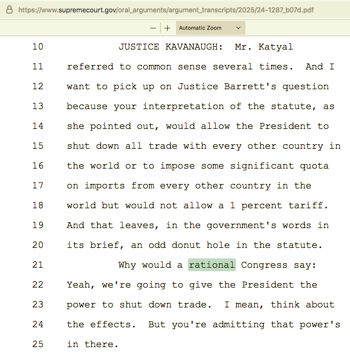 RansackedRoom's tweet photo. The "doughnut hole" remark got all the media attention, but can we talk about how wildly Justice Kavanaugh begs the question by presuming "a rational Congress"?
#SCOTUS https://t.co/hhhljT291E