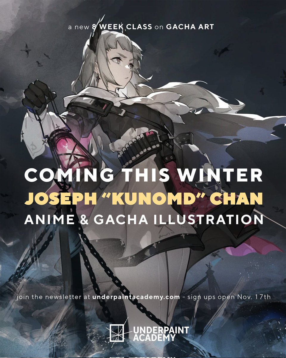 UnderpaintAcad's tweet image. Take your character painting to the next level with @KunoMD's new Underpaint course, Anime &amp;amp; Gacha Illustration! 🤩

We'll journey through art history and foundational technical skills to breathe life into gorgeous anime illustrations, and discuss networking &amp;amp; building a career!