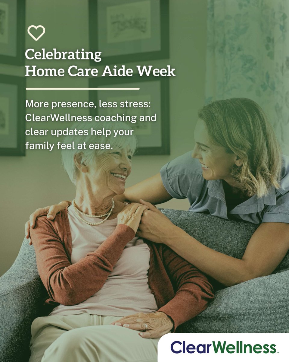 This #HomeCareAideWeek, we honor the #caregivers who make independent living possible. 💚 #ClearWellness Health &amp; Wellness Coaches connect with seniors weekly &amp; families monthly, bringing calm, connection &amp; care home. Learn more: bit.ly/4nV6Aqk