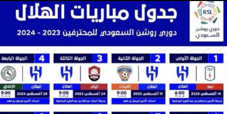 kh6673's tweet image. عزيزي الامير #نواف_بن_سعد :

👇🏻

موسم 2024/2023 الذي حقق الهلال فيه الدوري كانت جدولة اول 4 مباريات للنصر هي :

#النصر_الاتفاق في الدمام ( اغسطس )
بعد البطولة العربية بيومين
#النصر_التعاون 
 #النصر_الفتح الاحساء ( اغسطس ) 
#النصر_الشباب 

بينما كانت جدولة اول 4 مباريات للهلال…
