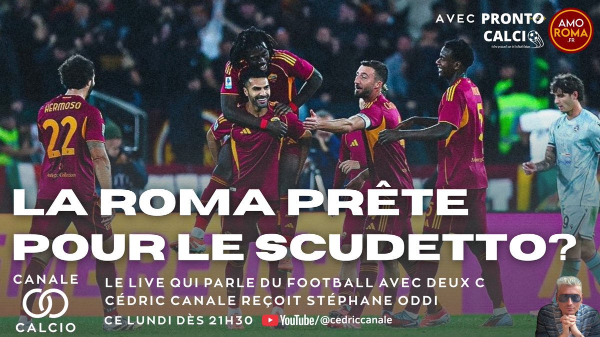 Una chiacchierata Milan/Rome avec <a href="/OddiStephane/">ODDI Stephane</a> d’<a href="/AmoRomaFR/">AmoRoma.fr / AS ROMA FR 🐺</a> pour parler de la Roma, Gasperini, scudetto et amatriciana! 

Rendez-vous ce soir vers 21h30 sur ma chaîne YouTube (avec rediff en podcast sur Pronto calcio)