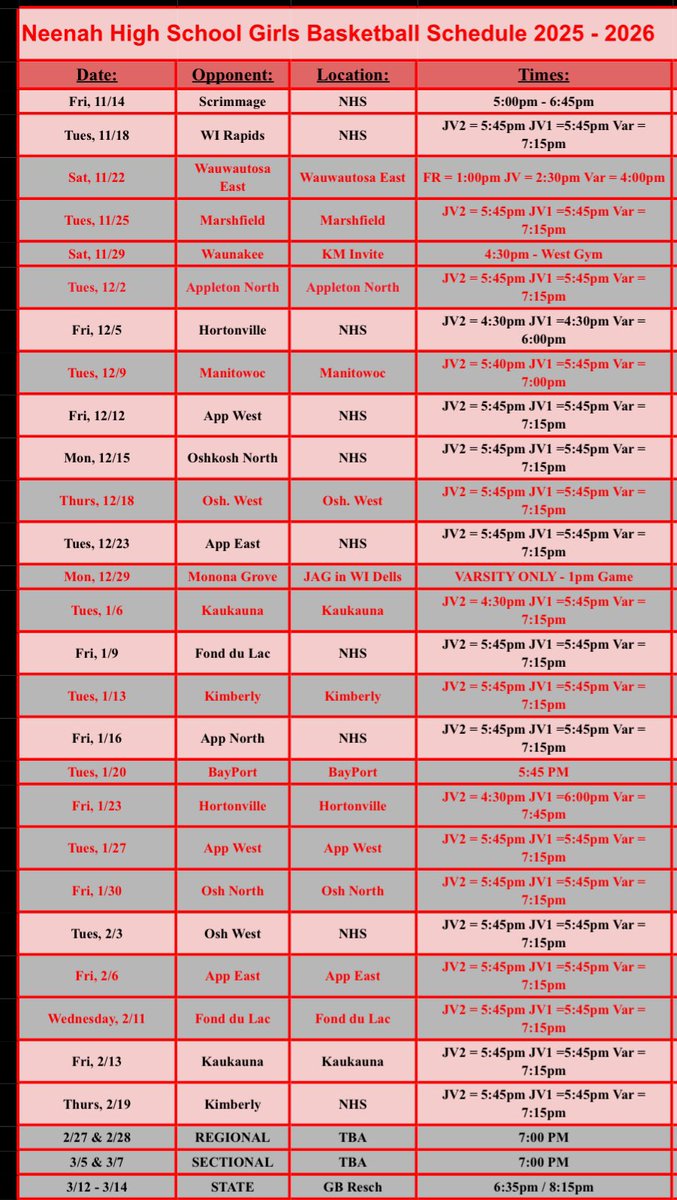 It’s officially basketball season!! Here’s my basketball schedule this year! Let’s go!

<a href="/PurpleAcesWI/">Purple Aces</a> <a href="/NeenahHoops/">Neenah Girls Hoops</a>