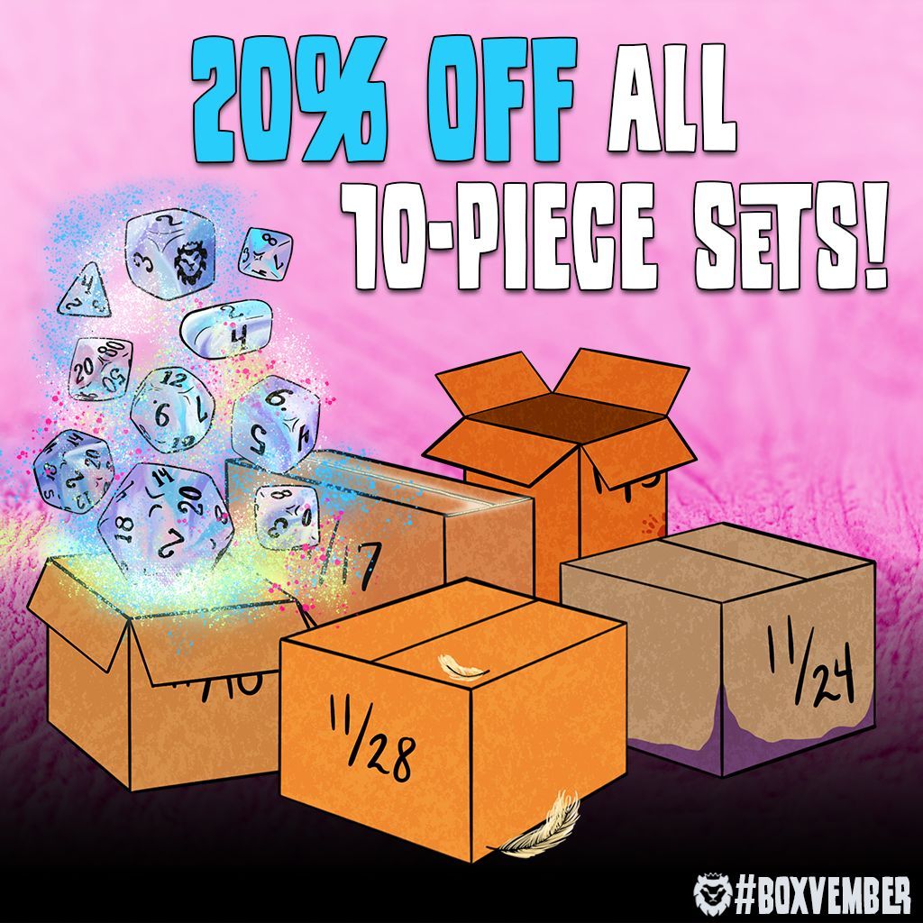 🧚 20% Off 10-piece Sets! 🧚

Looks like someone spilled Faerie Stix on our 10-piece sets! 😱

Take an automatic 20% discount through this Sunday, just add any 10-piece set to your cart.

You can't miss 'em!

diceenvy.com/collections/10…

#dice #rpg #dnd #diceaddict #ttrpg #itslit