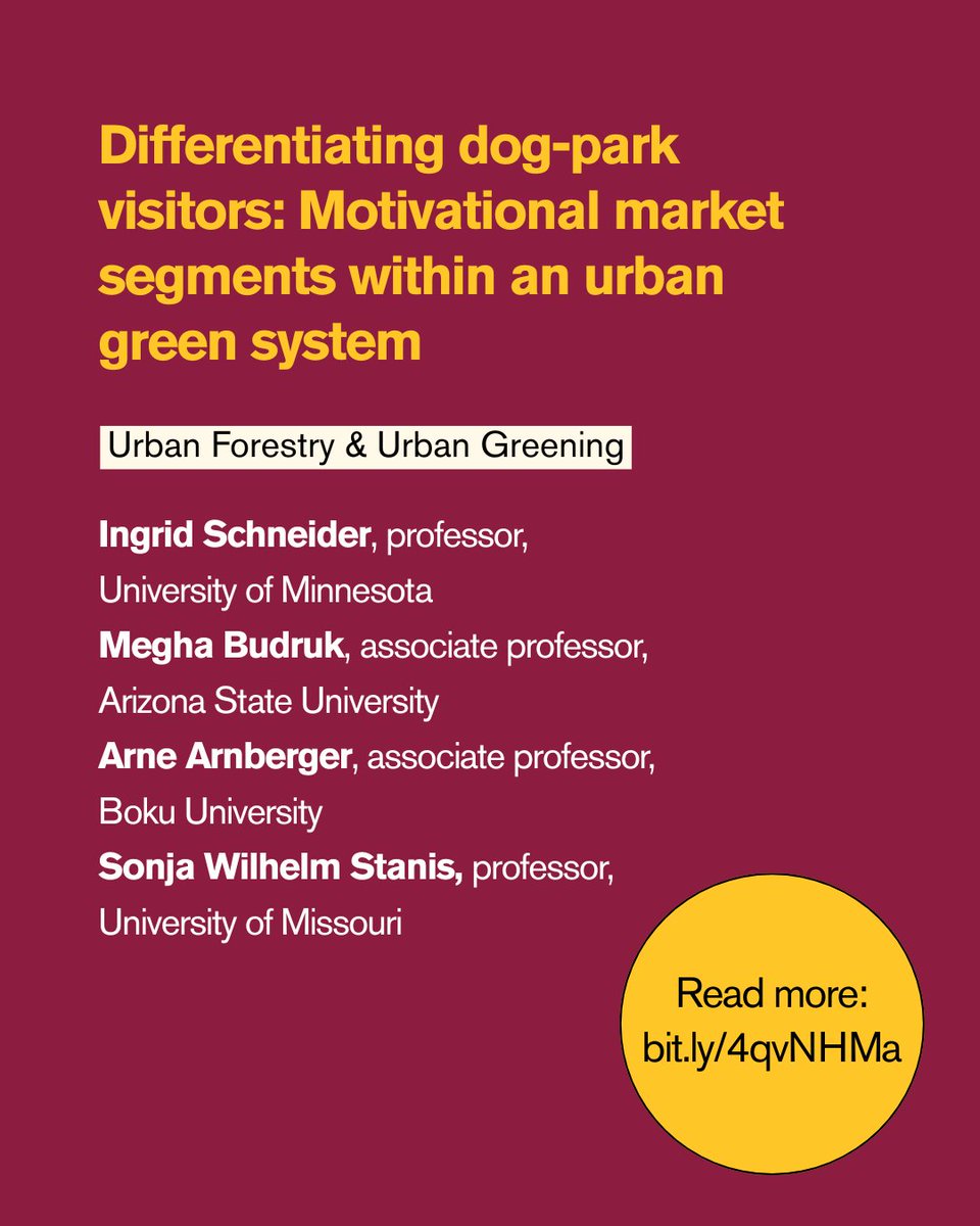 ASUCommunities's tweet image. #CRD faculty continue to produce innovative research in leading academic journals. From exploring equity in national park access to the diverse needs of urban dog-park users, their work advances knowledge and enriches our #CommunityForGood. 🐾🌿
Read more: linktr.ee/ASUCommunities
