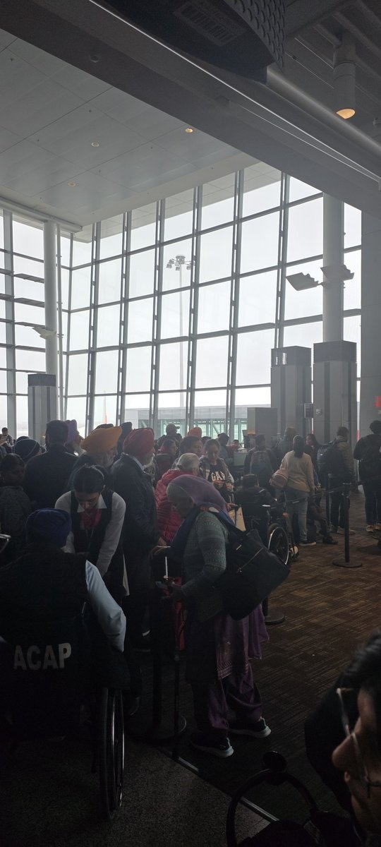rajadhupar's tweet photo. Hey @airindia this is YYZ for you. Your own personnel are helpless. First class passenger not allowed priority security or boarding.  I see Canadian staff being rude and pushy and your own staff standing helpless. If you cannot provide service stop the route. #AirIndia https://t.co/0DkbgJ59gZ