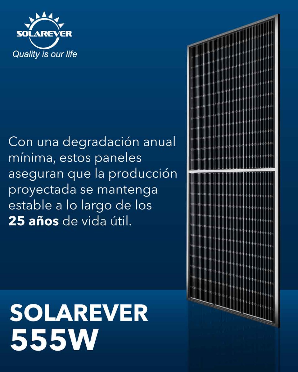 Con una eficiencia comprobada de hasta 21.28%, este panel asegura un rendimiento constante y superior incluso en condiciones de baja irradiancia.

Utilizando tecnología de celdas avanzada, ofreciendo una tolerancia de potencia de 0 a +5W, garantizado.