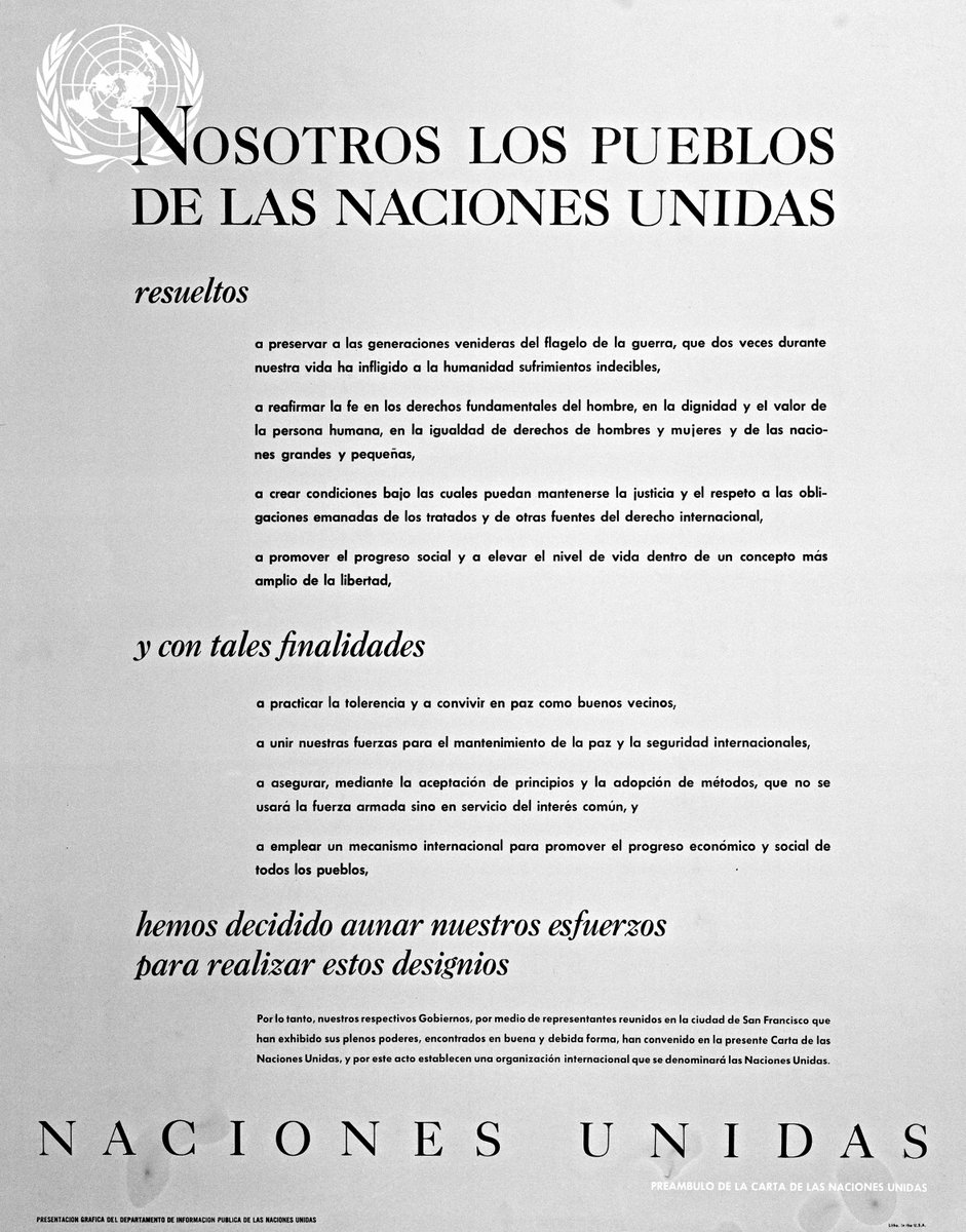 "Nosotros, los pueblos", dice el preámbulo de la Carta de la ONU.

DERECHOS HUMANOS
IGUALDAD
DIGNIDAD PARA TODOS
PAZ

Estos principios, establecidos en la Carta de la ONU hace 80 años, son más relevantes que nunca. un.org/es/about-us/un…