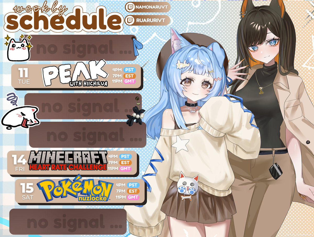 NanaruruVT's tweet image. ⋆⁺₊🐶📡WEEKLY SCHEDULE【11/10 → 11/15】

OTSUNARRUUUUU
------------------------------------------
🎥Clips → #puppoclips
✏️Art → #naruoodle
🐶🐶General → #nanaruruvt