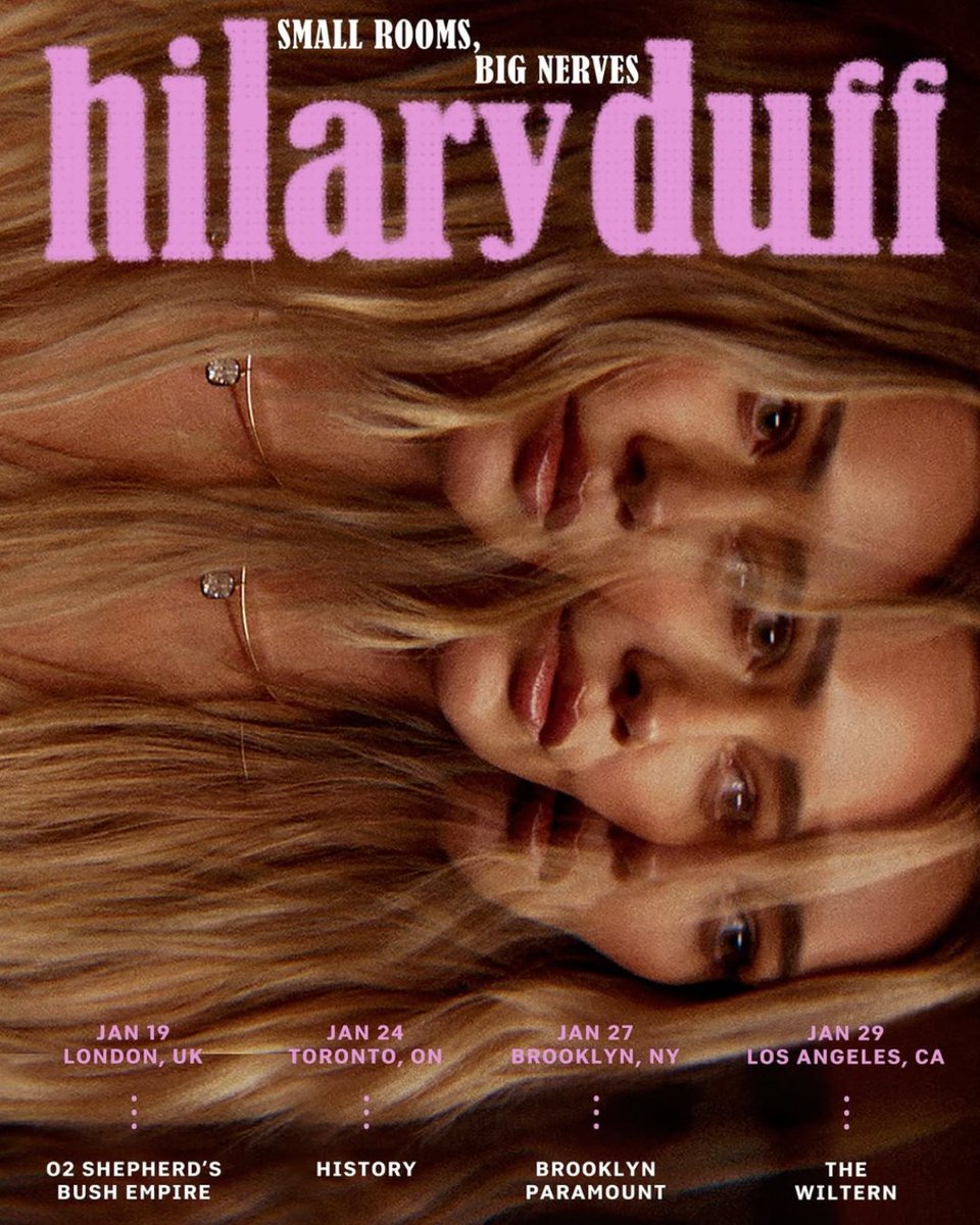 This is truly what dreams are made of 😍✨ Hilary Duff shared the exciting news today about her ‘Small Rooms, Big Nerves’ tour happening in 2026! She will be making a stop in Toronto on January 24 for the only Canadian show! 

📸:Getty, Hilary Duff/Instagram