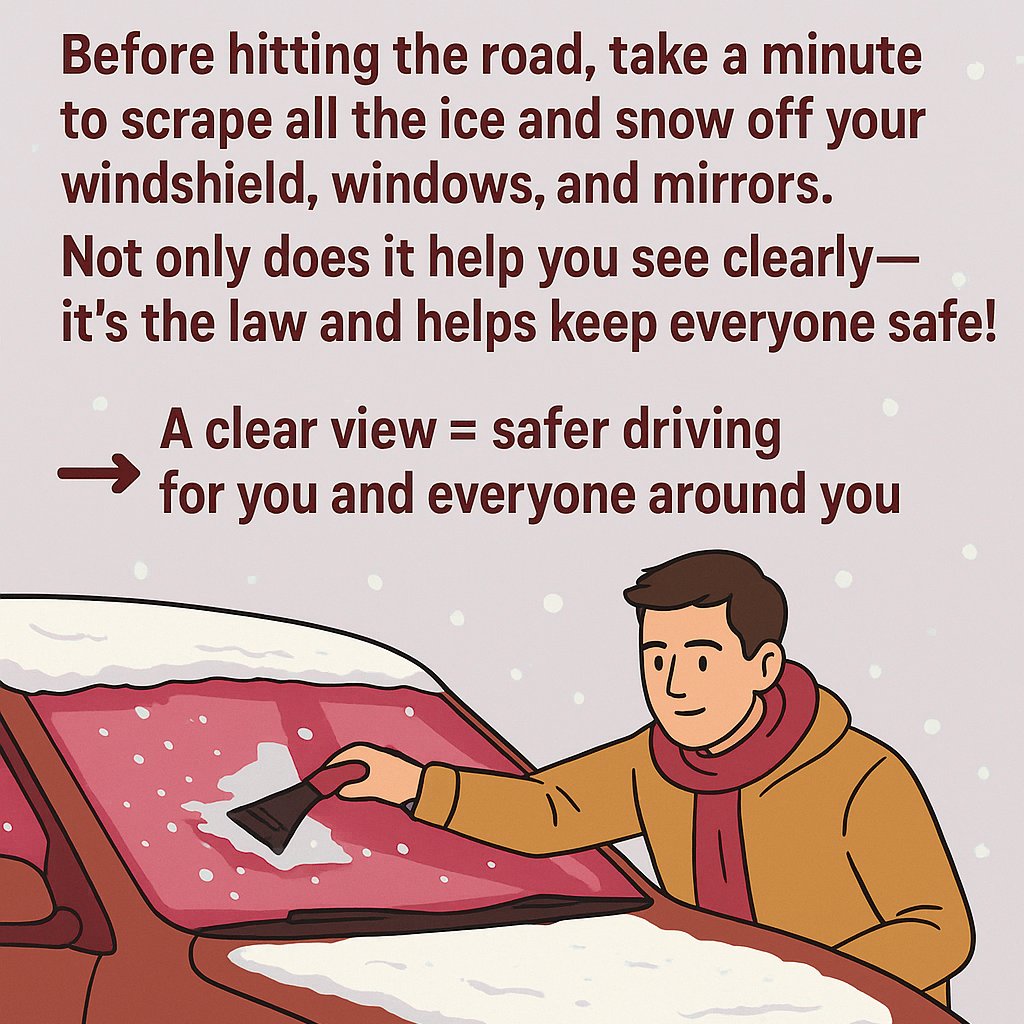 🚗❄️ Winter Driving Reminder from UPD! ❄️🚓
Scrape ice &amp; snow from your windshield, windows, and mirrors before driving — it’s the law and keeps everyone safe.

A clear view = safer roads for all!

 #CampusSafety #WinterDriving #UPD