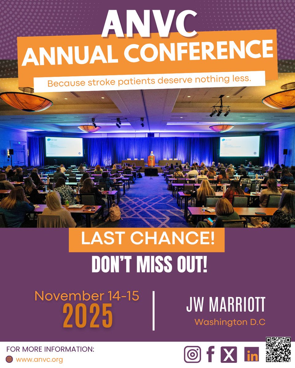 We are looking forward to seeing you this week! There’s still time to register:
anvc.org/i4a/pages/inde… #ANVC25 <a href="/ANVC__/">Association of Neurovascular Clinicians</a>