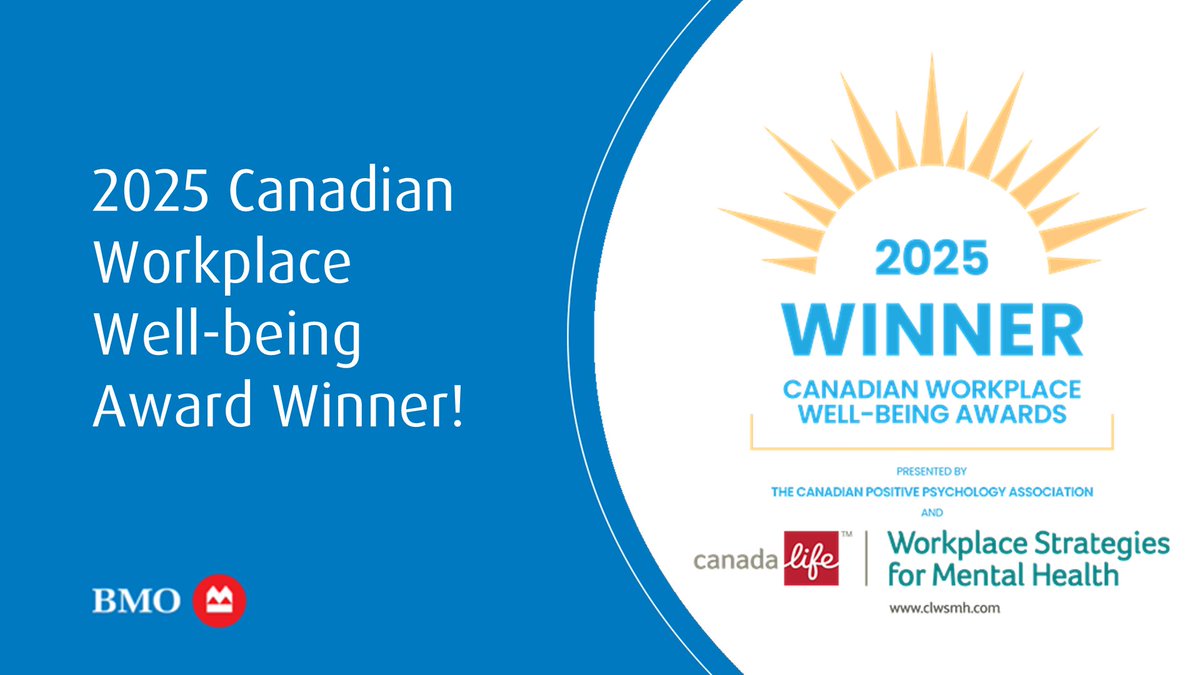 BMO did it again! 🎉For the second time, BMO has been recognized with the 2025 Canadian Workplace Wellbeing Award from the Canadian Positive Psychology Association. #ProudToWorkAtBMO #BMOGrowTheGood