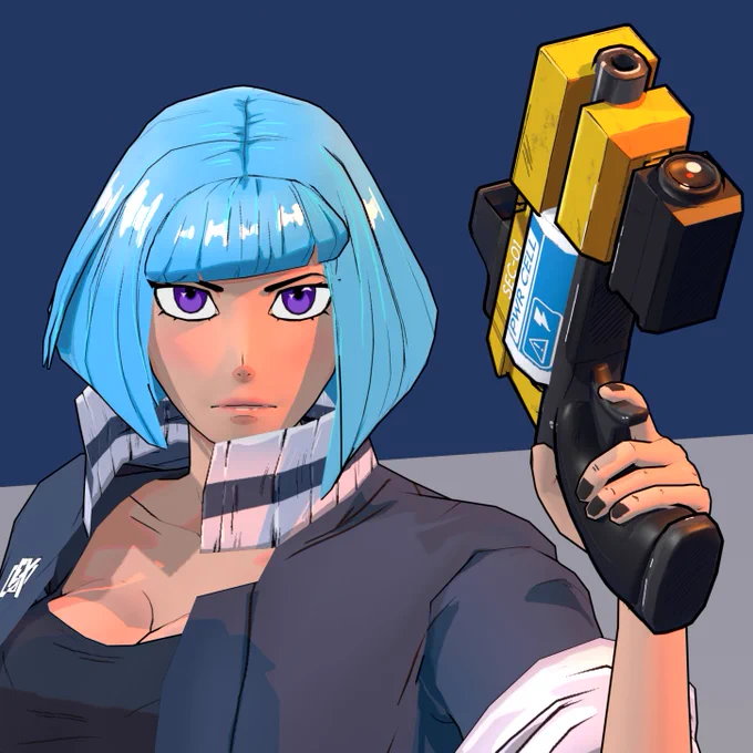 Sif David, an oc who's a head security officer on a deep space research station made for a metroid-style game that's on the backburner while I build up some more skills