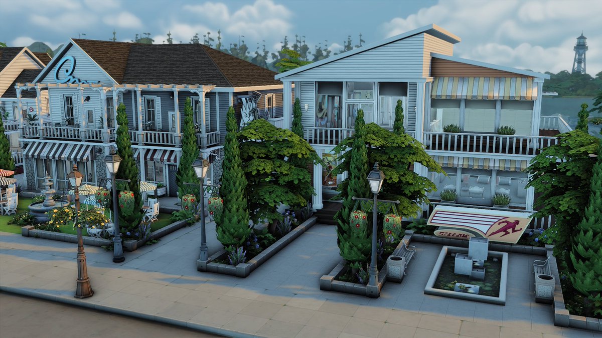 lylasimYT's tweet photo. Aquí los lotes comunitarios del mundo todos con un estilo parecido para que el barrio quede conjuntado! ¿que os parece? #Sims4 #savefile https://t.co/YlyOsdLo3C