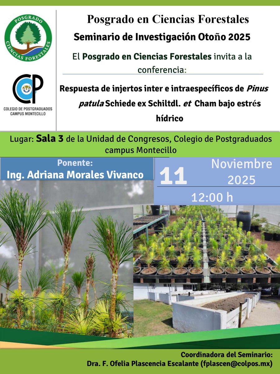 Invitación: #Seminario de Investigación Posgrado en Ciencias Forestales.