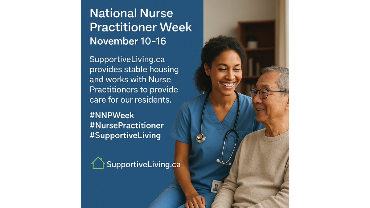 It’s #NNPWeek (Nov 10–16)!

At @SupportiveLiving.ca, we work with Nurse Practitioners who bring compassionate care to our residents — ensuring stability, dignity, and health in every home.
#NursePractitioner #SupportiveLiving #Housing #HealthcareHeroes
