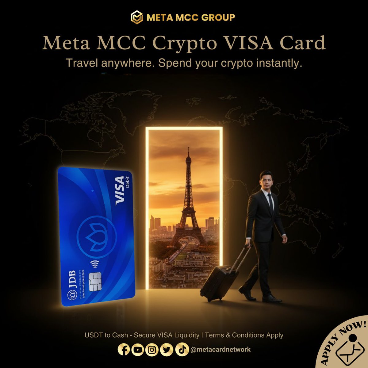 MetaCardNetwork's tweet image. Traveling abroad used to mean worrying about exchange rates and cash limits.
Now it’s just one tap.